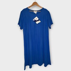 NWT Susan Graver Liquid Knit Blue Dress Chic Business Casual Soft Classy Size 2X